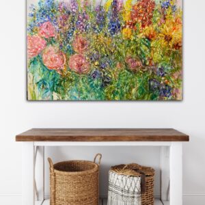 Stor färgglad tavla blommotiv