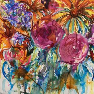 Stor tavla – Akvarell Blommor