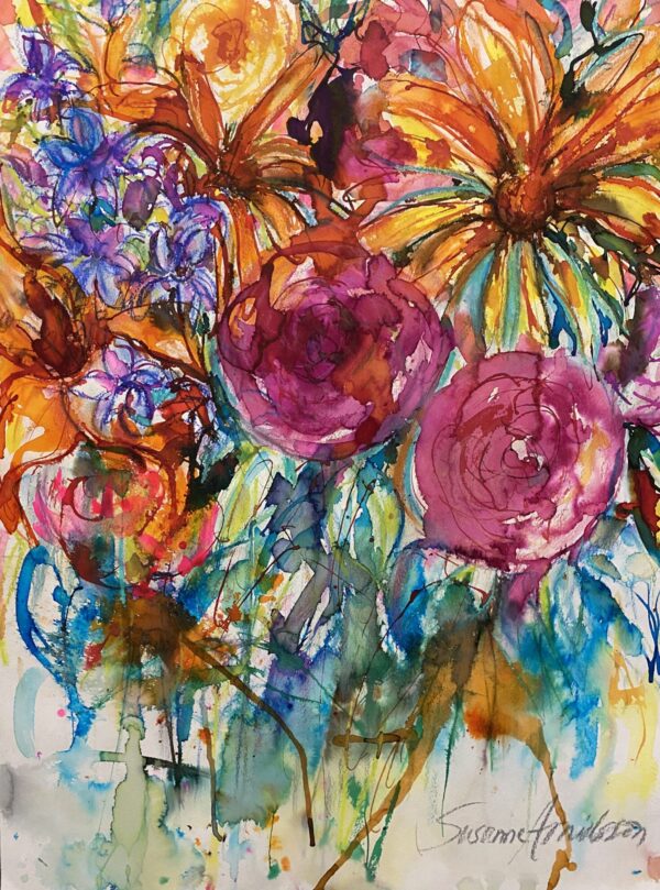Stor tavla - Akvarell Blommor
