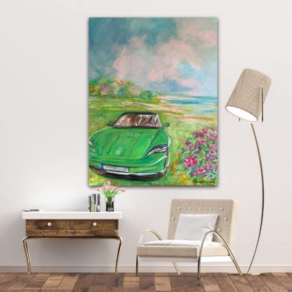 Köp Tavla med Grön Porsche