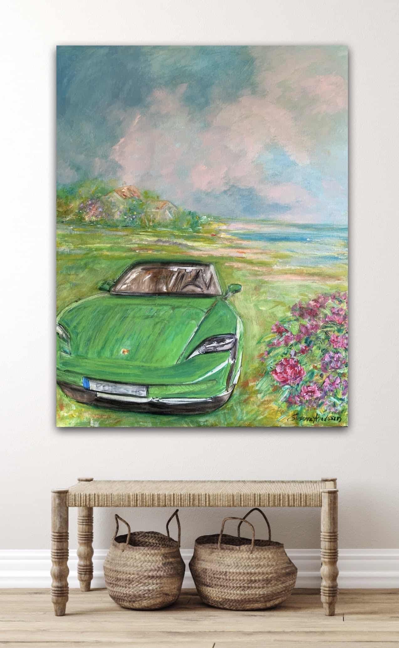 Köp Tavla med Grön Porsche
